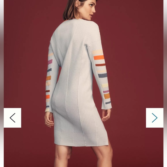 NWT Daily Practice Anthropologie Gray Stripe Long Sleeve Lounge Sweater Dress L - Picture 4 of 4